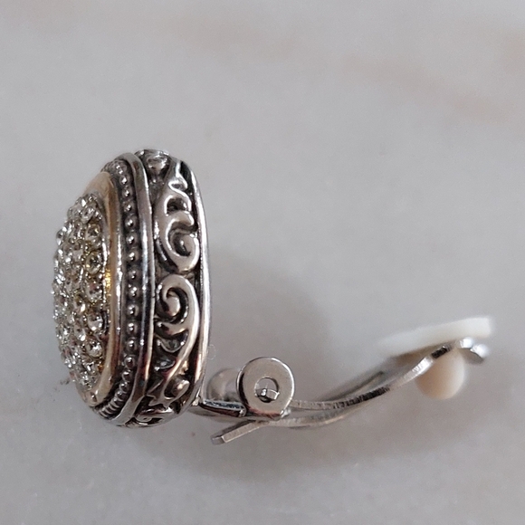 Elegant Pave Crystal Clip Earrings - Picture 5 of 5